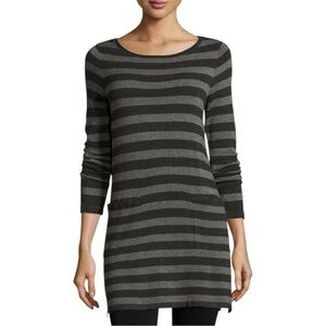 Eileen Fisher Striped Long Sleeve Tunic Cozy Sweater Dress Size XS